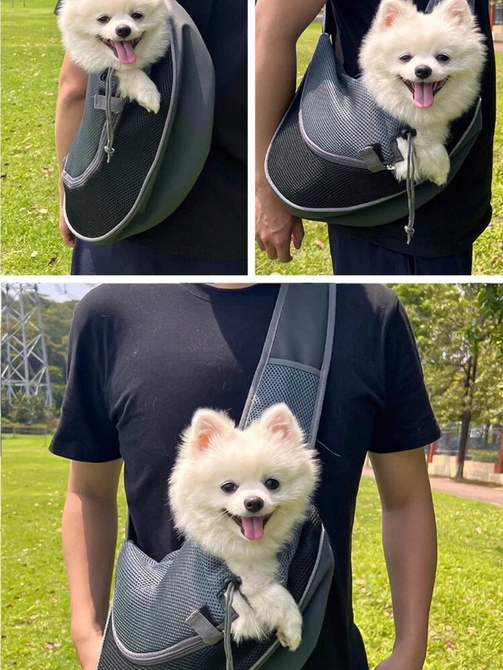 Pet Sling Carrier Dog Harness Bag in Olive Green small